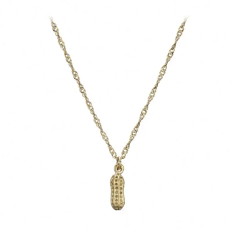 

Hot Selling 14K Gold Plated Stainless Steel Peanut Necklace Factory Wholesale Fashion Jewelry For Men And Women