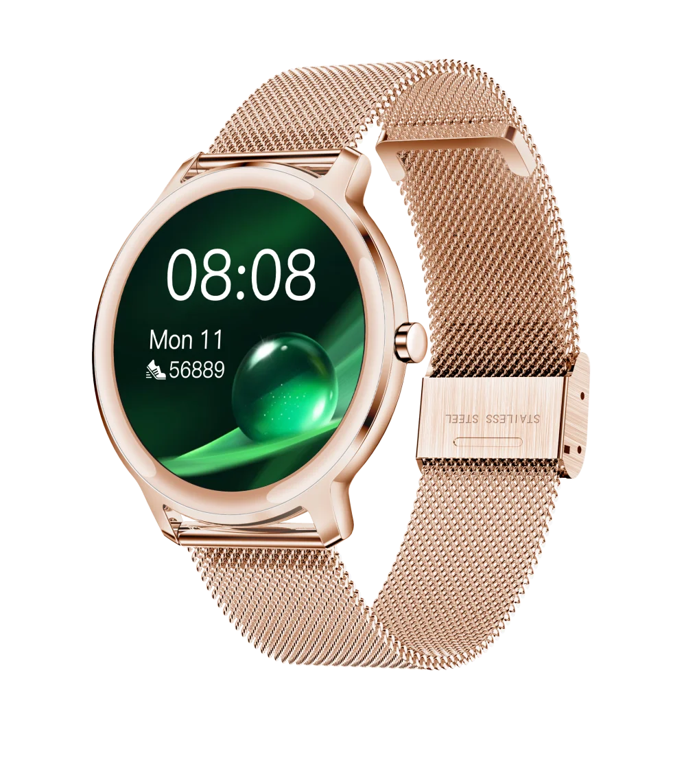 

2021 luxury fashion design smart watch ladies rose gold silver color bussinss luxury women smartwatch