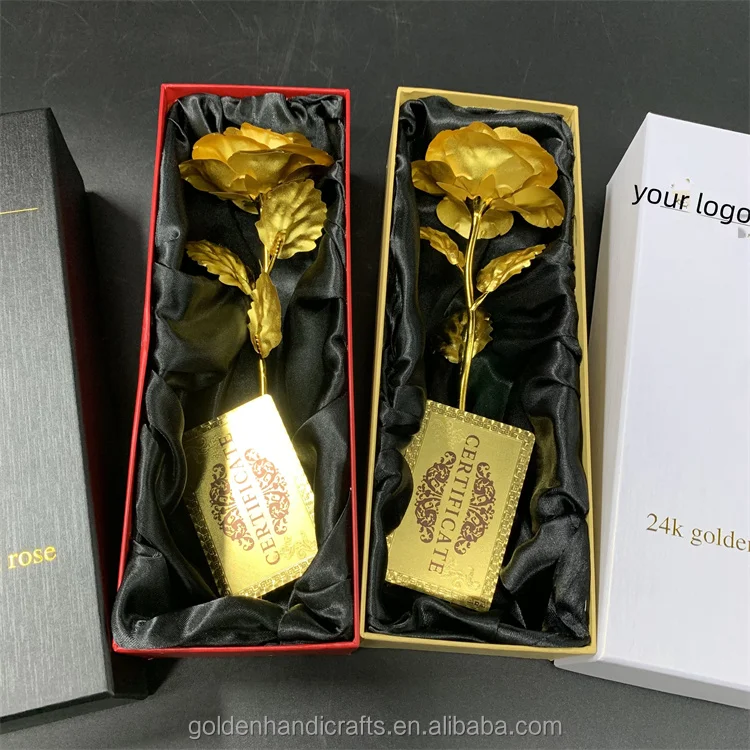 

QSLH Ti311 New Style 24k Gold Rose Gold Foil Roses Flower Gift Box For Mother's Day Valentine's Day Wedding Girlfriend Gift