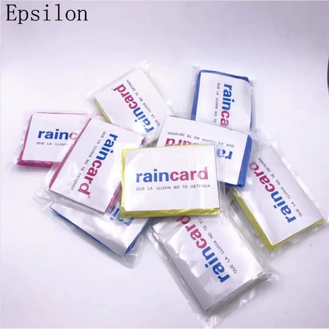 

Epsilon Disposable Cpe Promotion One Time Use Raincoat Portable Handbag Wallet Raincoat Rain Card Raincard For Bags, Customized