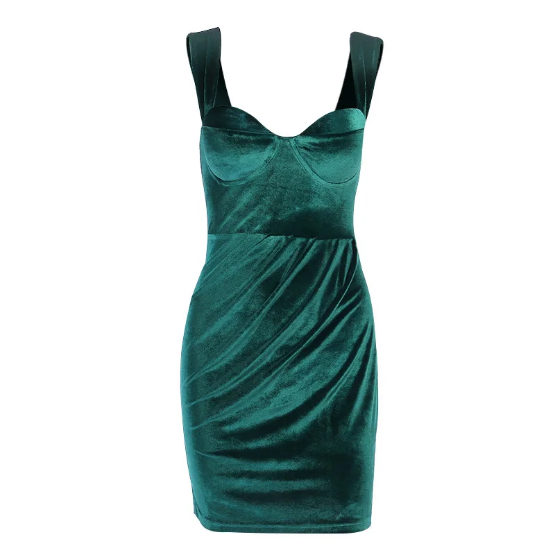 

2020 new arrivals summer fashion women spaghetti strap square collar women velvet casual dresses