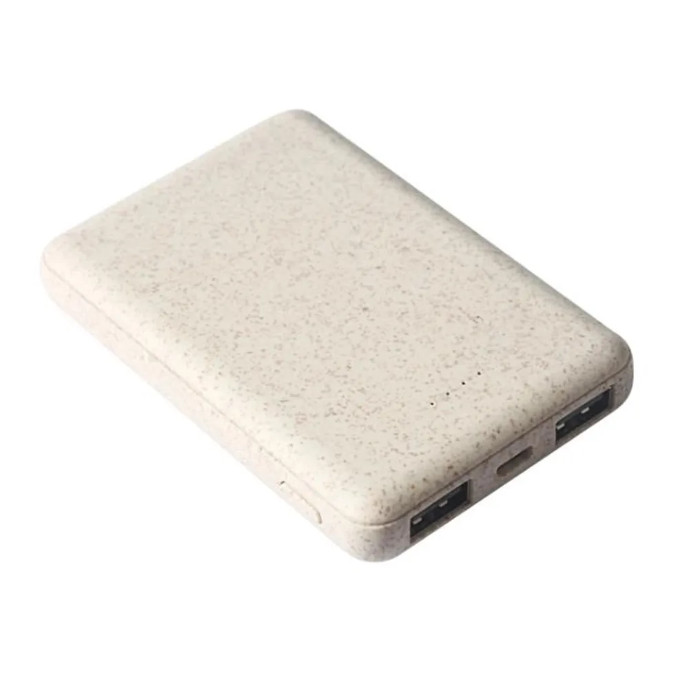 

Custom 5000mAh Universal Lithium Battery Portable Mobile Power Bank for Phone, Wheat straw