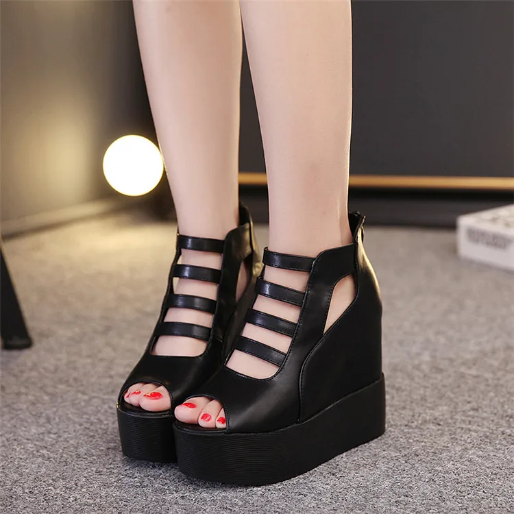 

The factory 12cm Ultra-high-heeled Mesh Inner Heightening Thick-soled Sandals Wedge Sandals Women