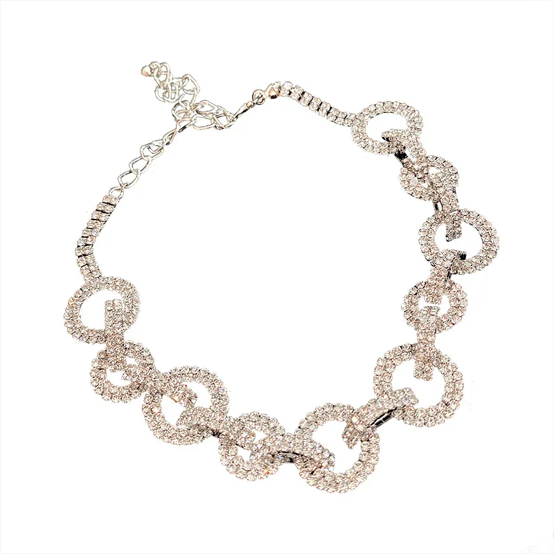 

Hot Sale Fashion Women Full Crystal Rhinestone Flash Diamond Choker Necklace, Bling