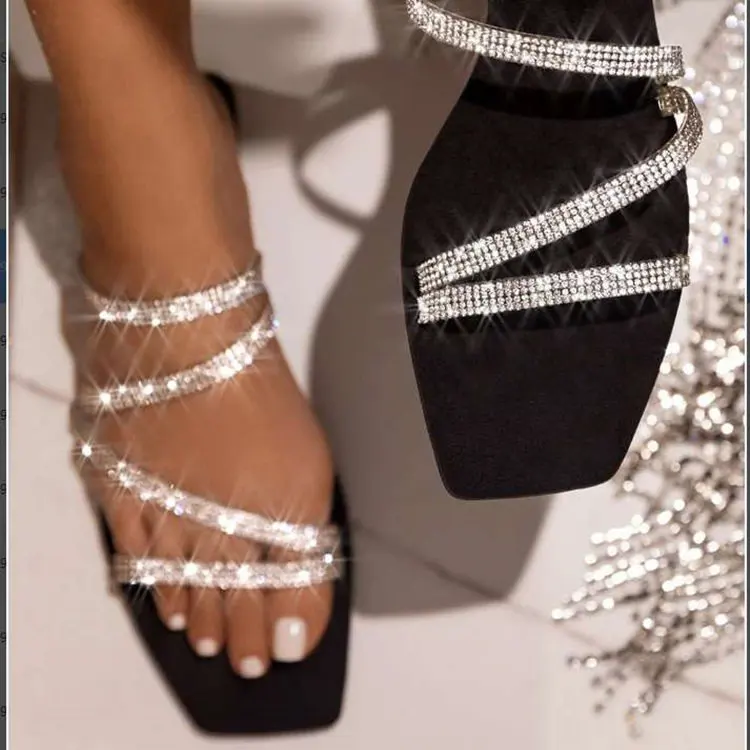 

Summer New Fashion Slippers for Women Ladies Shoes Bling Diamond Sandals