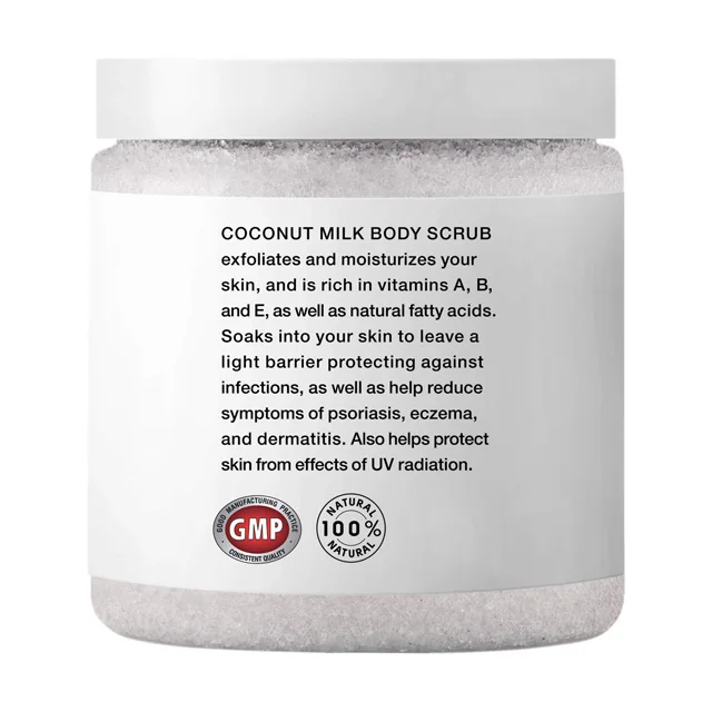 
Manufacture Organic Dead Sea Salt skin care Anti Cellulite Shrink Pores Exfoliating Whitening Hydrating Coconut Milk Body scrub 