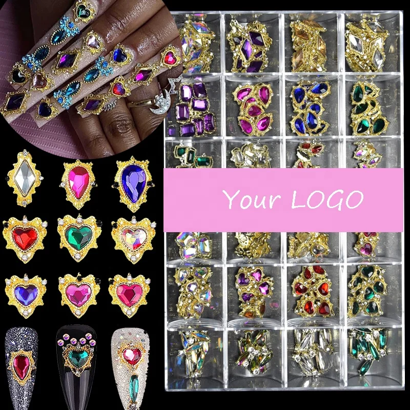 

Glitter Crown Alloy Nail Art With Rhinestone Charms 240Pcs 3D Nail Art Stickers Decoration Designer Nail Rhinestone Set, Picture
