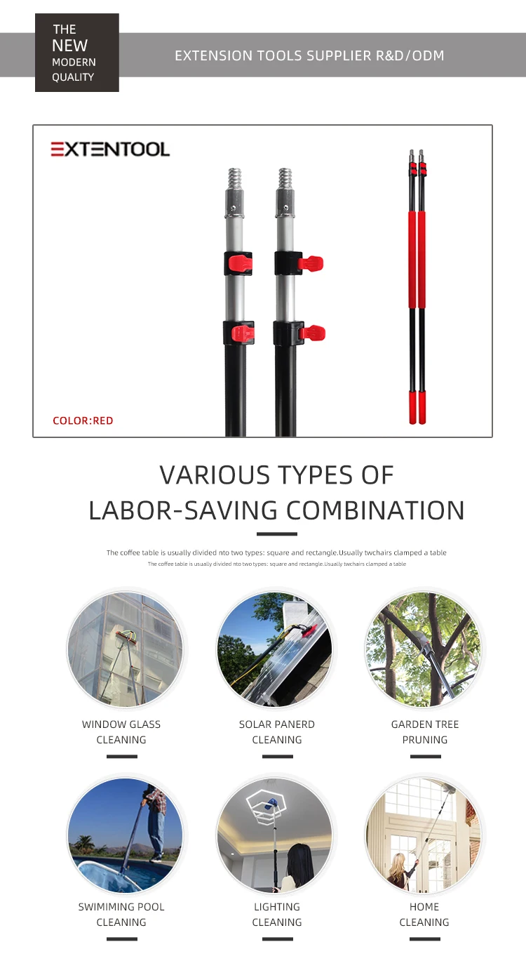 Extenclean Aluminum Adjustable Pole With Handles Telescopic Handheld