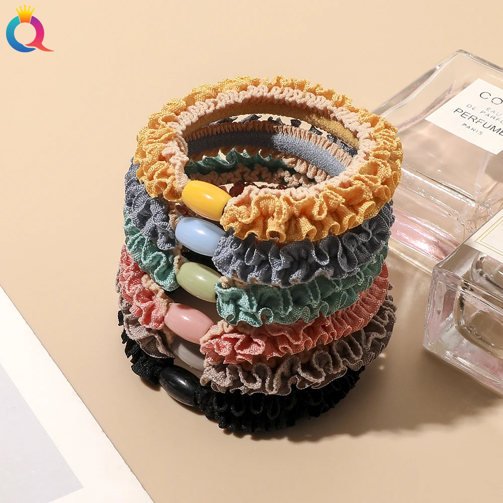 

QIYUE New Fashion 6 Colors Mini Scrunchies Hair Tie For Youth Girl Factory Hight Elastic Hair Band Cheap