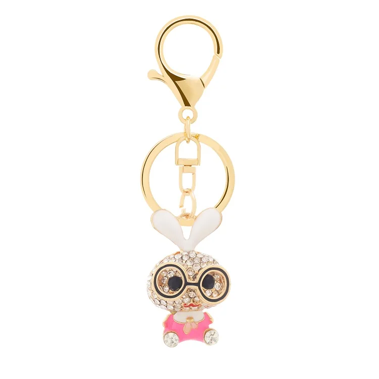 

Popular hot selling multicolor rabbit alloy bunny keychains unique funny lovers key chain