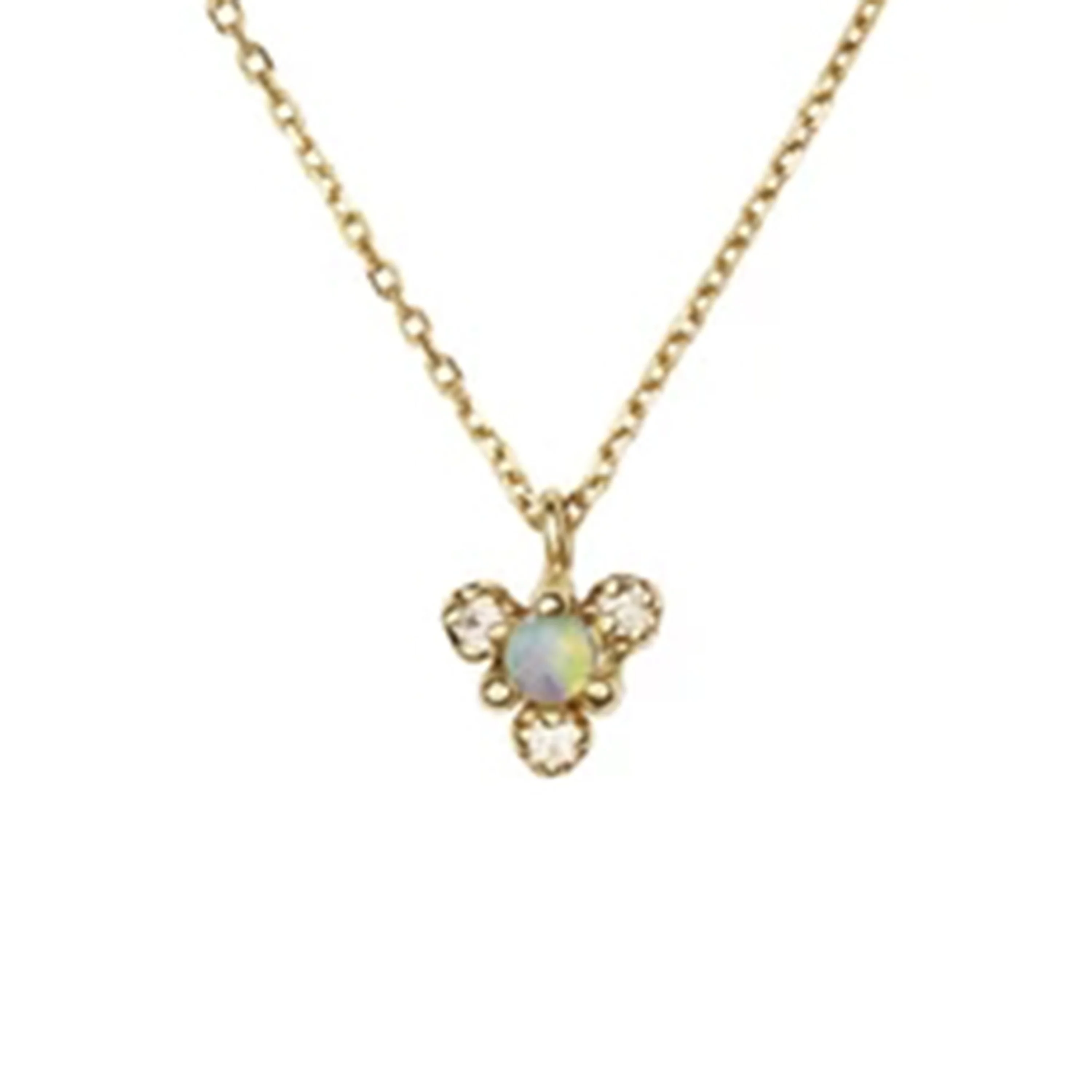 

Fashion Ladies Dainty Necklace Round Cut Natural Opal Jewelry 14K Gold Plated 925 Sterling Silver