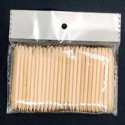 

7.5cm 11.5cm double ended orange wood stick nail Wooden Cuticle Pusher 100pcs/bag, Yellow