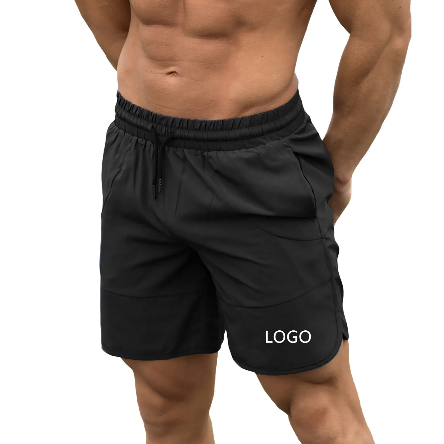 

Wholesale Custom Shorts Summer Breathable Black Nylon Sport Clothing Shorts Exercise Training Men Sweat Shorts