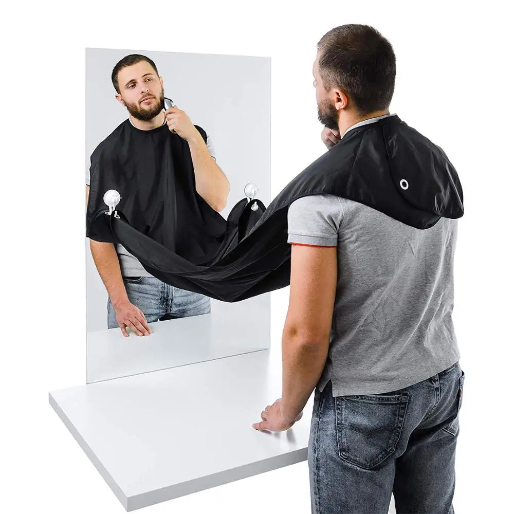 

NEW Black Polyester Waterproof Men's Shaving Beard Trimming Shaving Cape Apron Gift Husband Father, Black or white