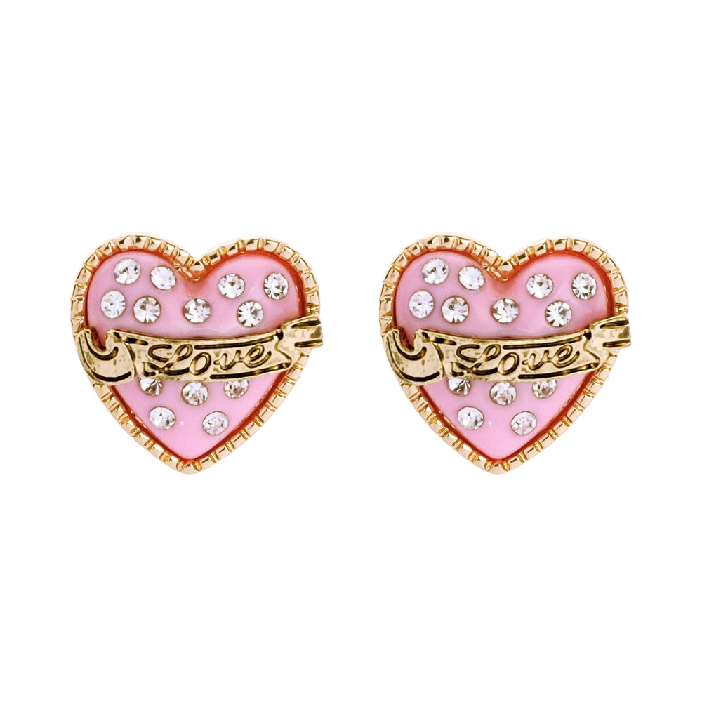 

ed00135 2021 Fashion Vintage Gold Plated Crystal Personalized Heart Earing Charm Words Letter Love Earrings Jewelry Studs