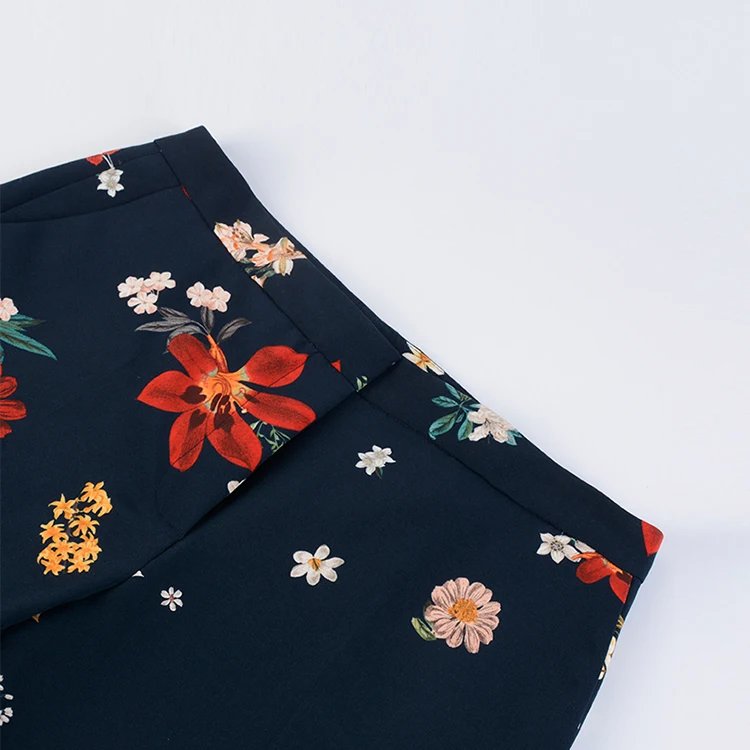 
Wholesale new fashion design full length ladies polyester spandex printing floral pants woman 