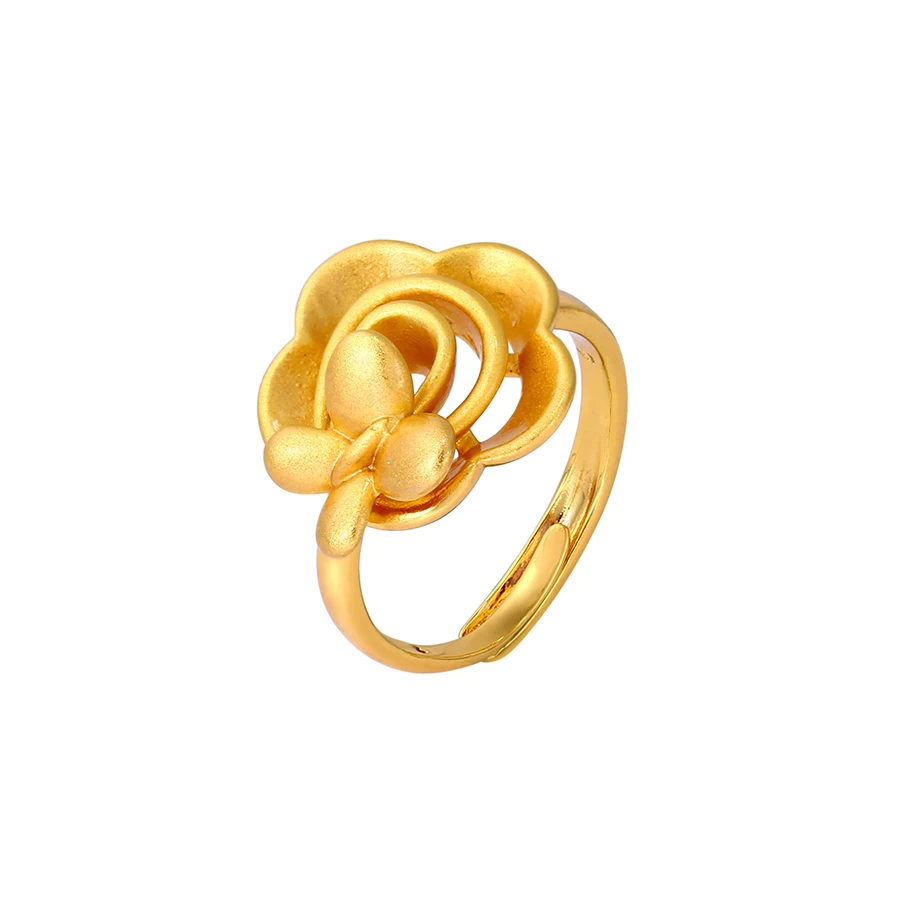 

16548 Xuping dubai gold color fashion opening ring flower design women ring, 24k gold color