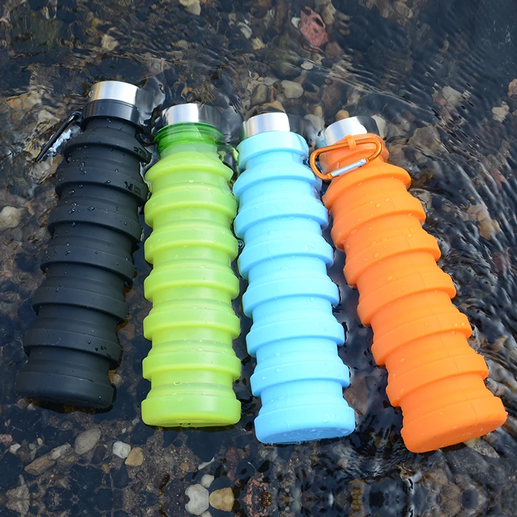 

Wholesale BPA Free Water Bottle Collapsible Silicone Water Bottle For Kids, Red;blue;green;black;orange or custom