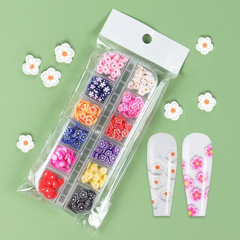 

Nail Art Slices Colorful Flower and Fruit Slime Nail Decals Polymer Clay Slice for Nail Art