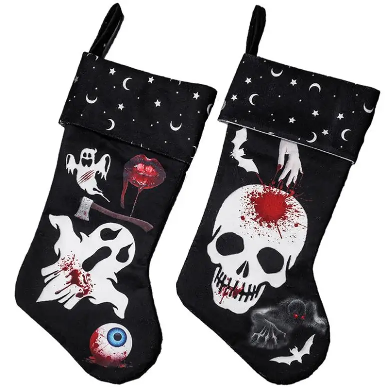 

47cm All Saints' Day gift skeleton head sock christmas Printed gift bag pendant terrorist Scene Decoration stocking