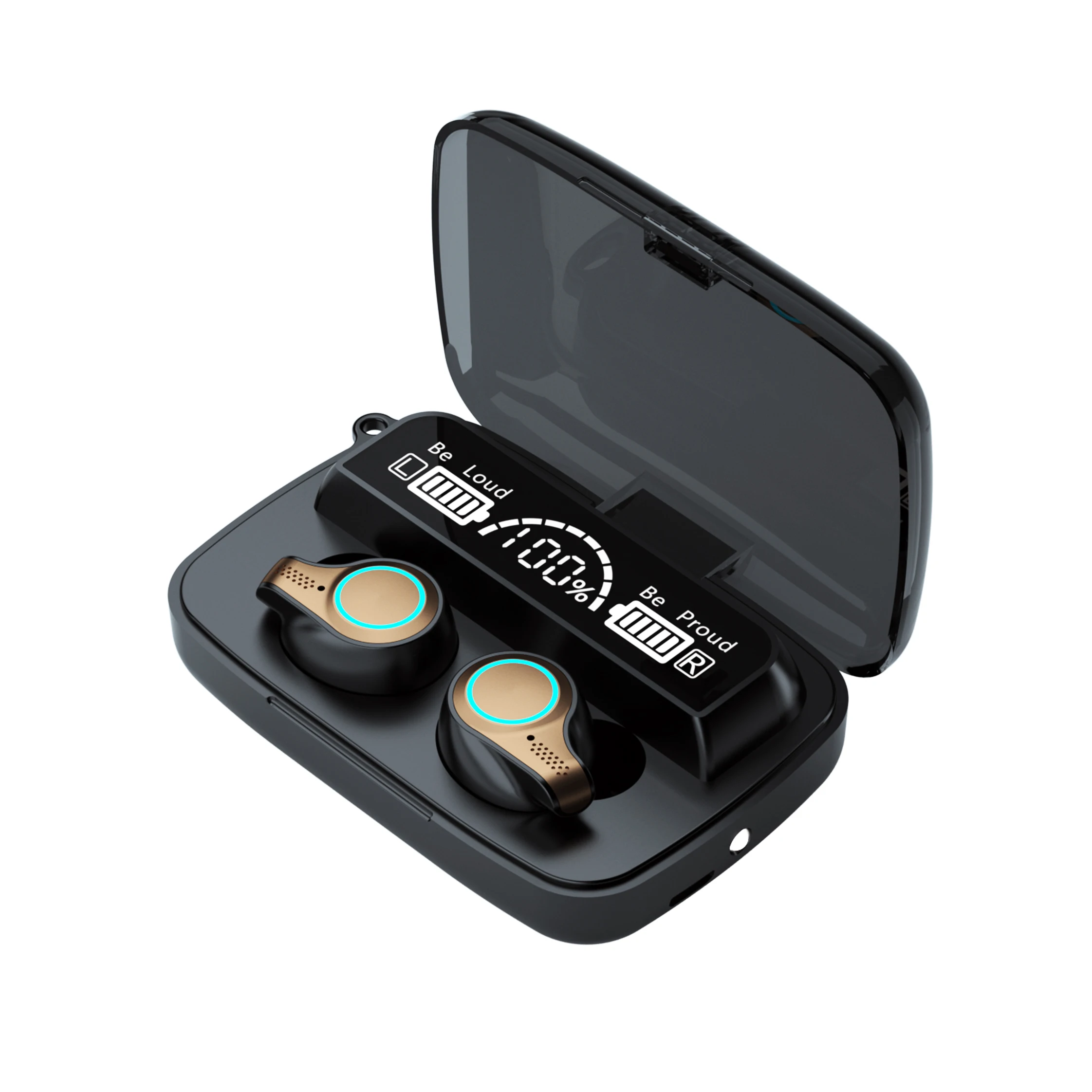 

New M18 TWS Wireless 5.0 Earphone Touch Waterproof Mini Wireless Headset LED Digital Display Earbuds Sports Headphones HD Call, Black