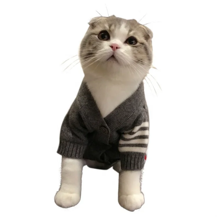 

Grey Knitted Outerwear Soft Pet Clothes Warm Kitty Dog Sweater Outfit For And Small Dog Ropa Para Mascotas Perros, Gray