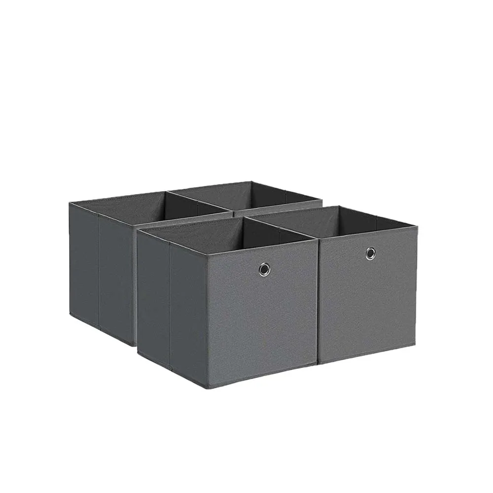 

Nonwoven Collapsible Storage Bins with Round Rim Metal Handles Foldable Closet Organizer Toy Storage Boxes