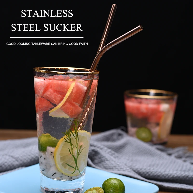 
304 Stainless steel reusable straws set with customized logo 