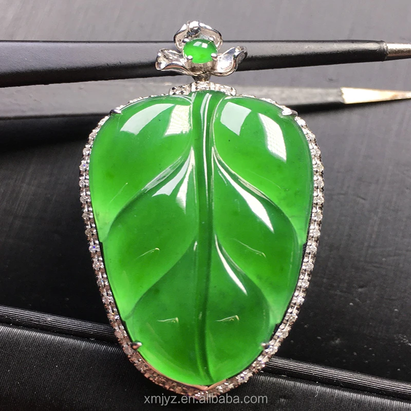 

18K Gold Diamond Pendant A Grade Jadeite Ruyi Guanyin White Gold Green Purple Jade Buddha Pendant Necklace