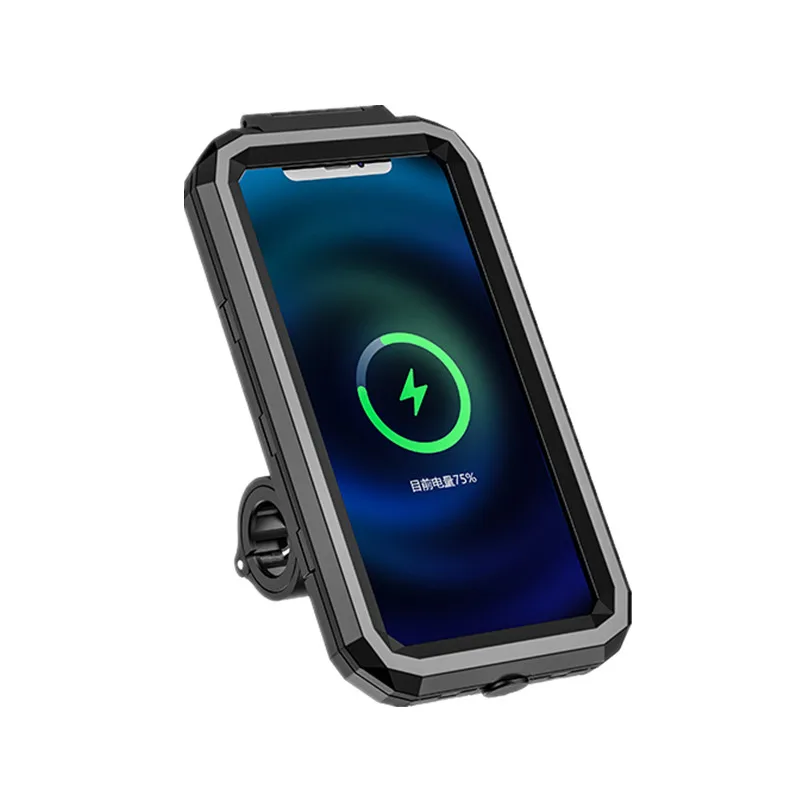 

Waterproof 360 Degree Rotation Motorcycle Phone Holder with Wireless charger and Usb Type C Fast Charger, Black