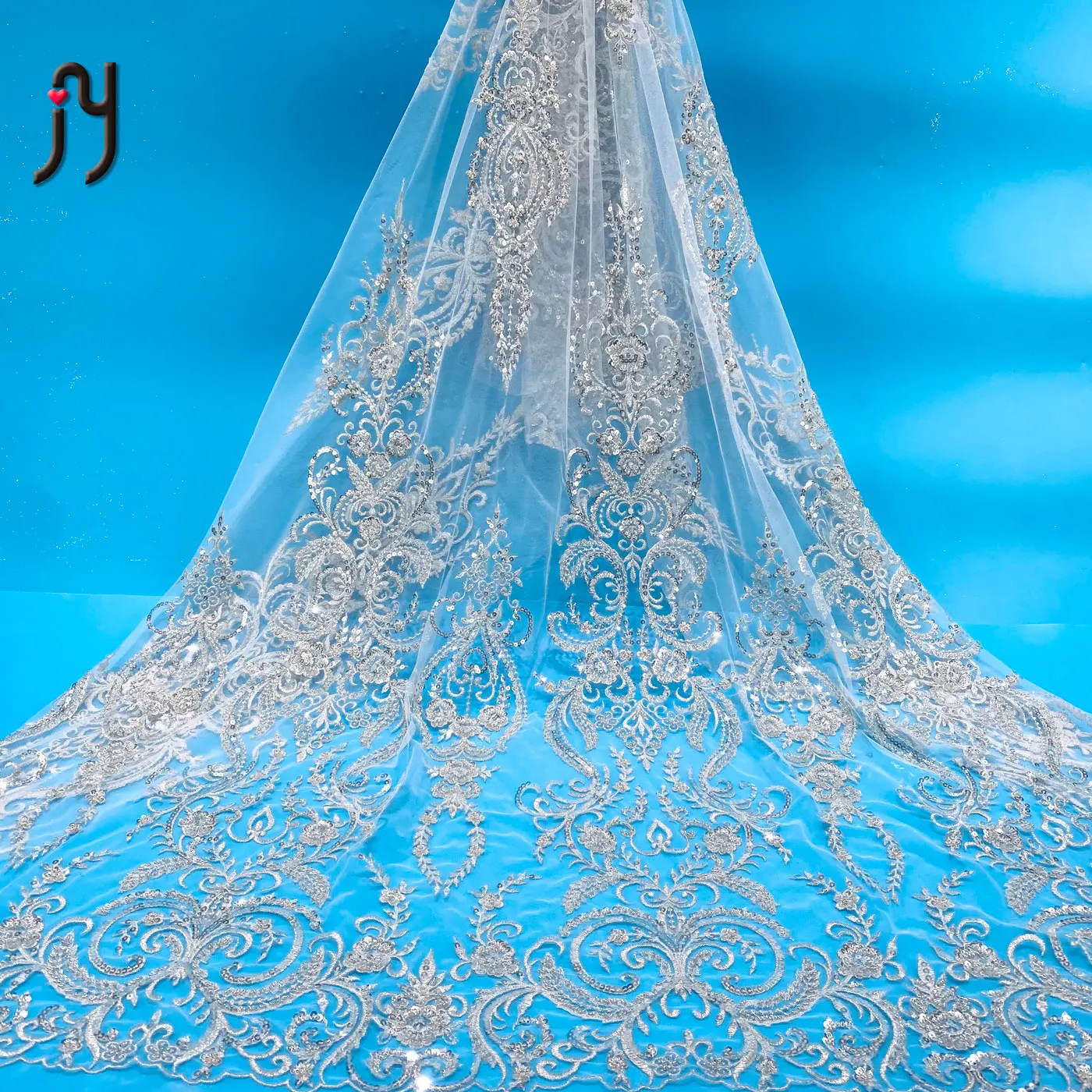 

Bead lace fabric Handmade Beaded lace fabric Luxury French Bridal lace fabric with Sequins, Accept customized color