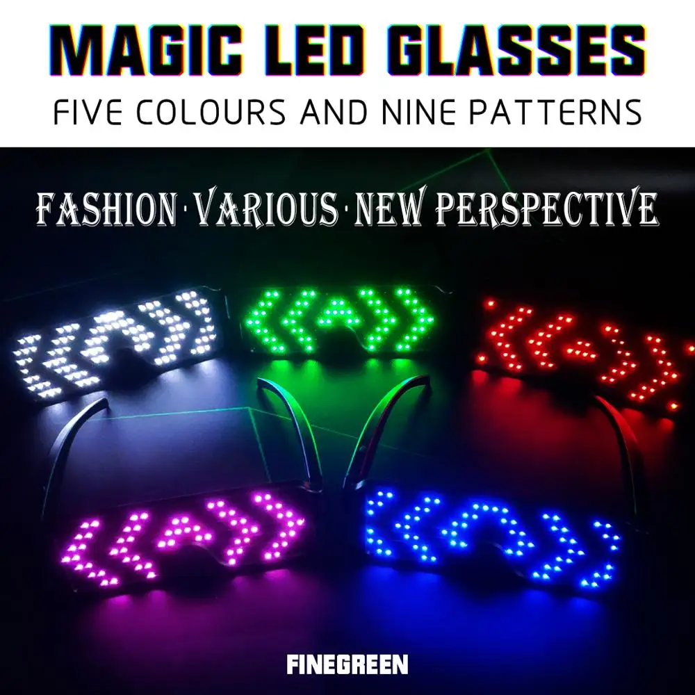 
Magic led message display light up party glasses 