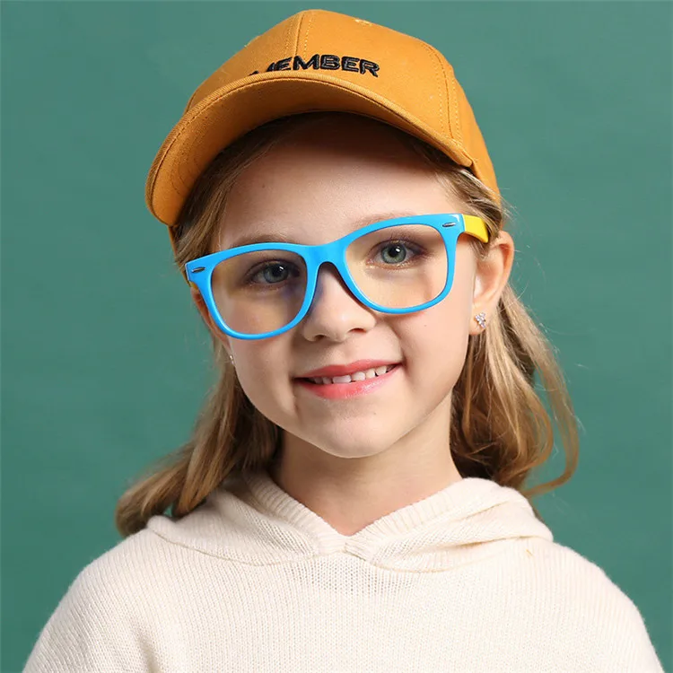 

Anti Blue light blocking eyeglasses square frame rivet optical reading anti blue light kids glasses