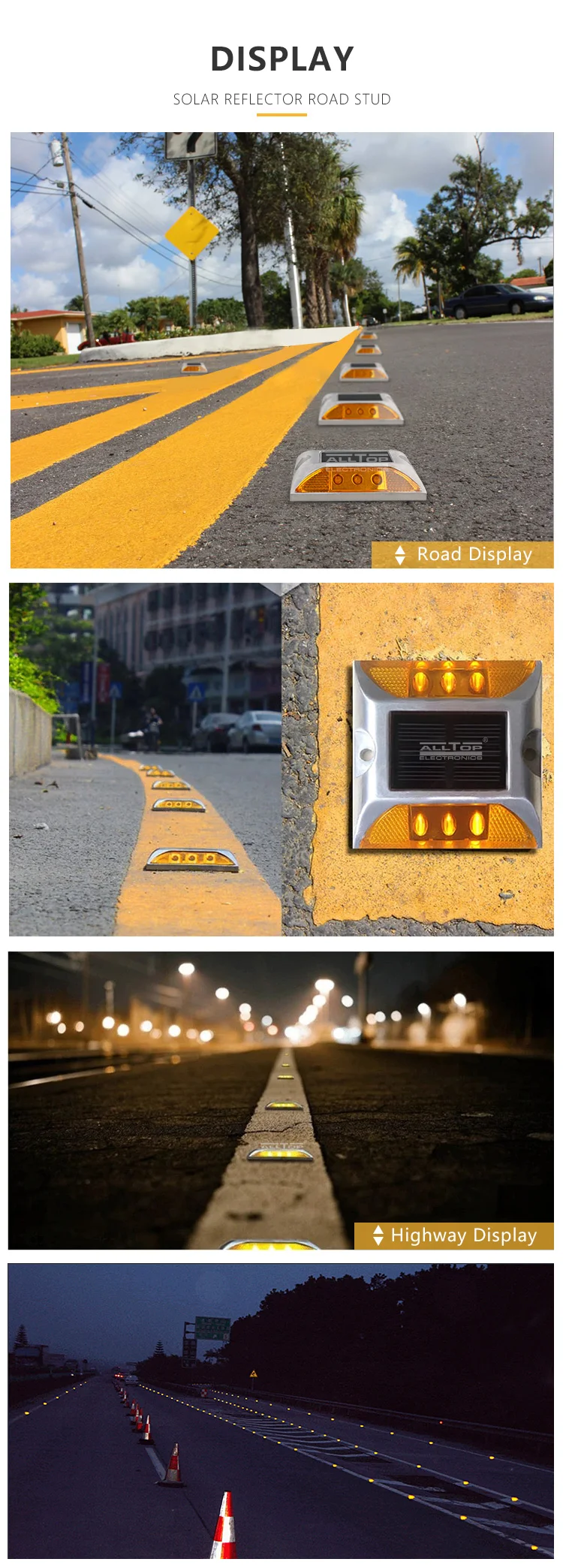 Alltop Blinking Led Light Driveway Solar Traffic Road Stud Raised