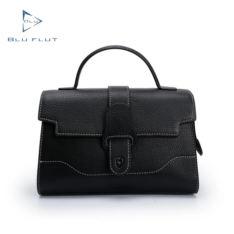

New arrival quickly custom Blu Flut luxury 5pieces handbags for women genuine leather embossed logo messenger bags for ladies, Black khaki