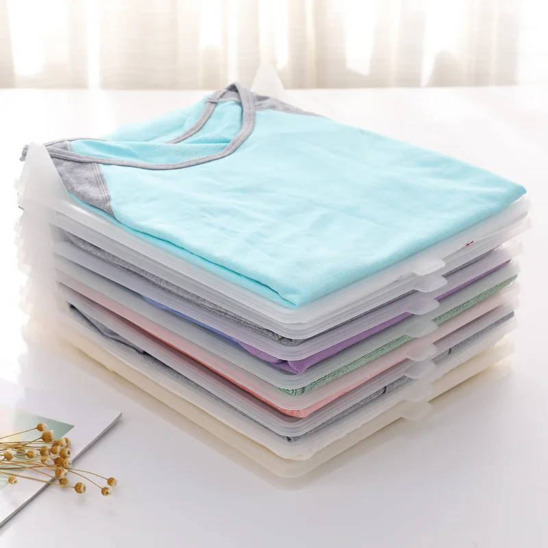 

New T-Shirt Folding Board Clothes Folder Organizer Clothing Storage Board Fast flip fold Plastic Laundry Folding, Black and white