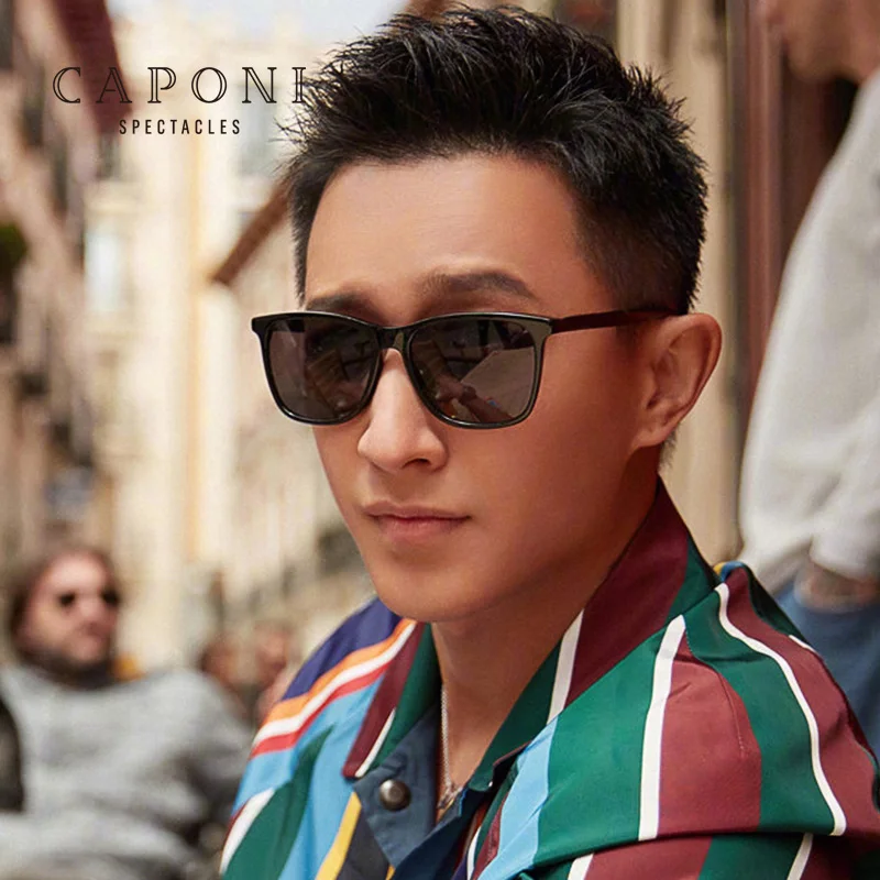 

CAPONI High Quality Fashion Design Wholesale Men Acetate Frame Sunglasses CE Standard UV400 Polarized Sunglasses, 5colors