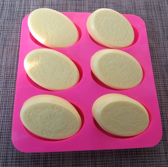 

Wholesale Home Made Silicone Soap Mold 6 Mixed Patterns Oval shape Moulds for Soaps Making Silicon Mold