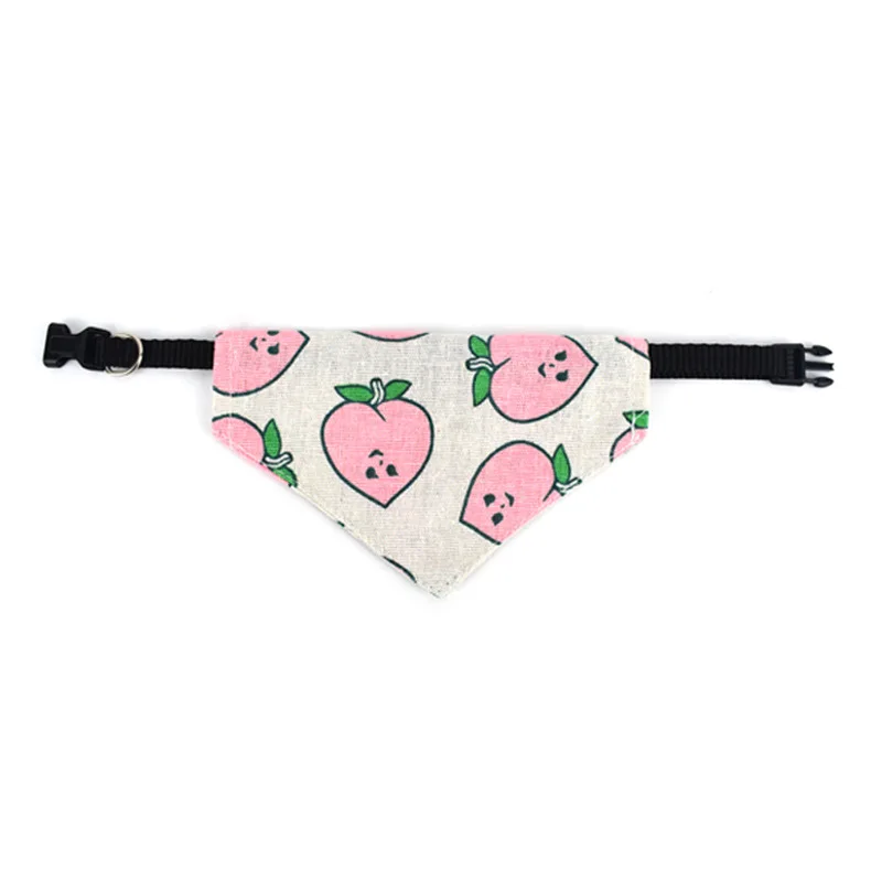 

Pet triangle scarf dog scarf cat collar small and medium sized dog double cotton hemp fruit printed saliva towel