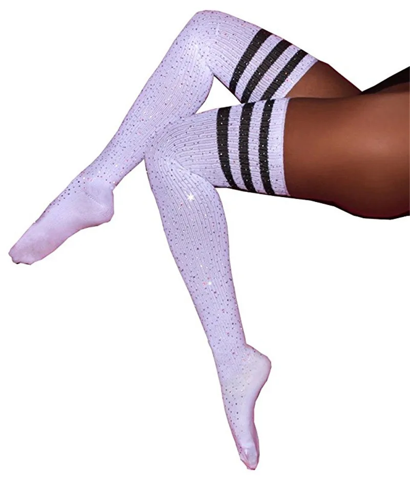 

Cotton school girl colors striped student long socks above knee bling stockings, Custom color