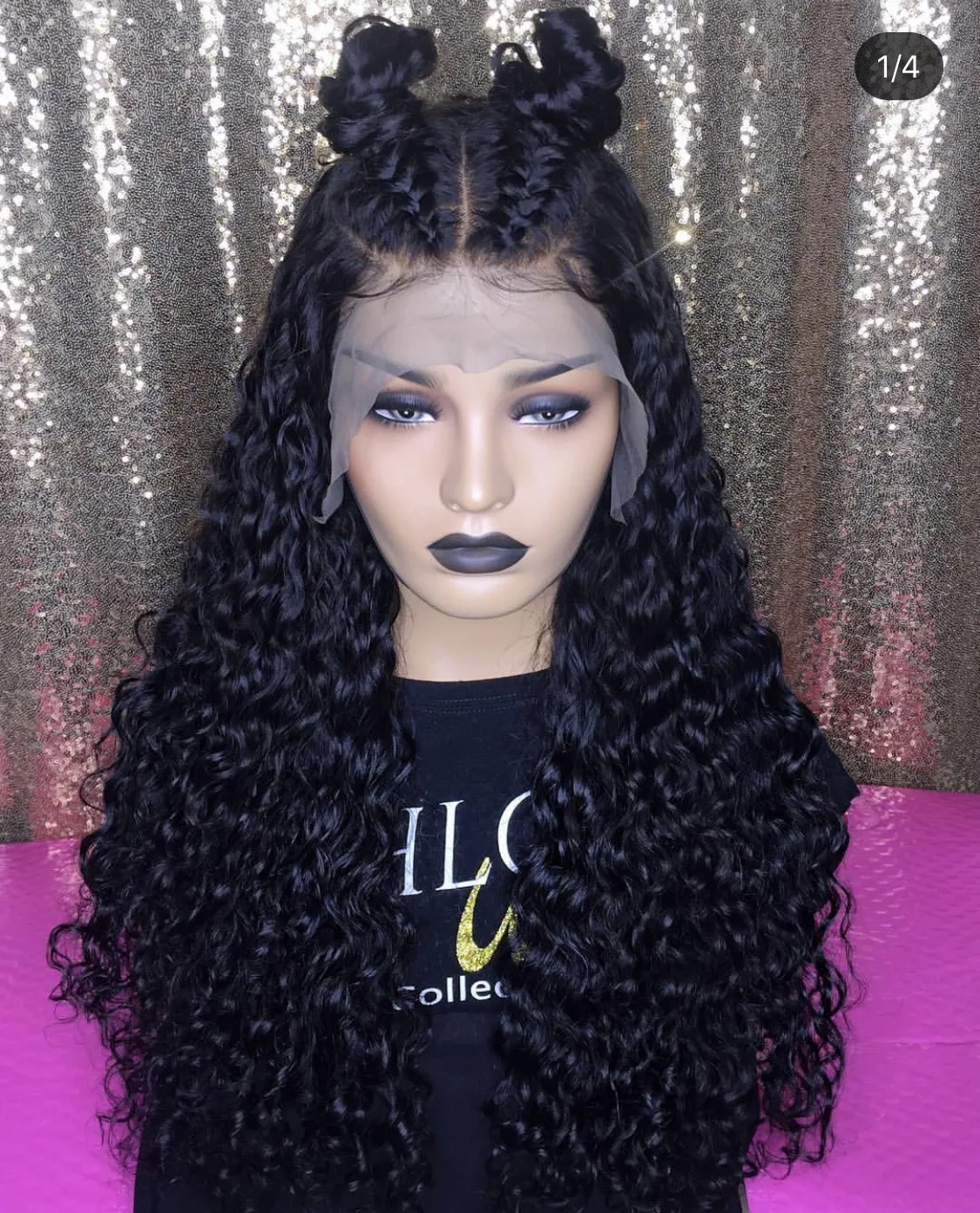 

Lace-front Long Wave Curly Synthetic Wig Africa Women Synthetic Wig Headgear, Pics