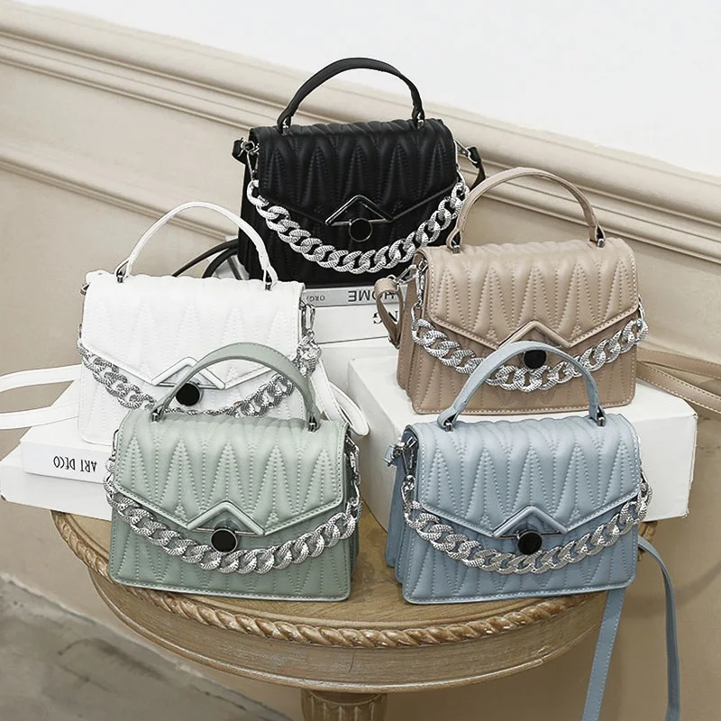 

Latest New Pu Handbags For Women Pleated Chain Cross Bags Women Handbags Ladies