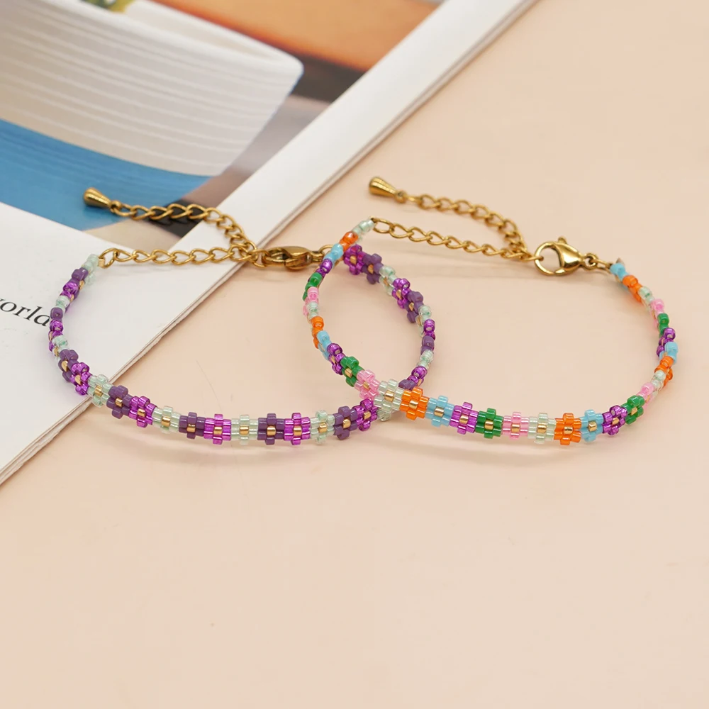 

Go2boho 2023 New In Flower Beaded Lobster Button Bracelets For Women Boho Fashion Jewelry Miyuki Beads Handmade Bracelet Gifts
