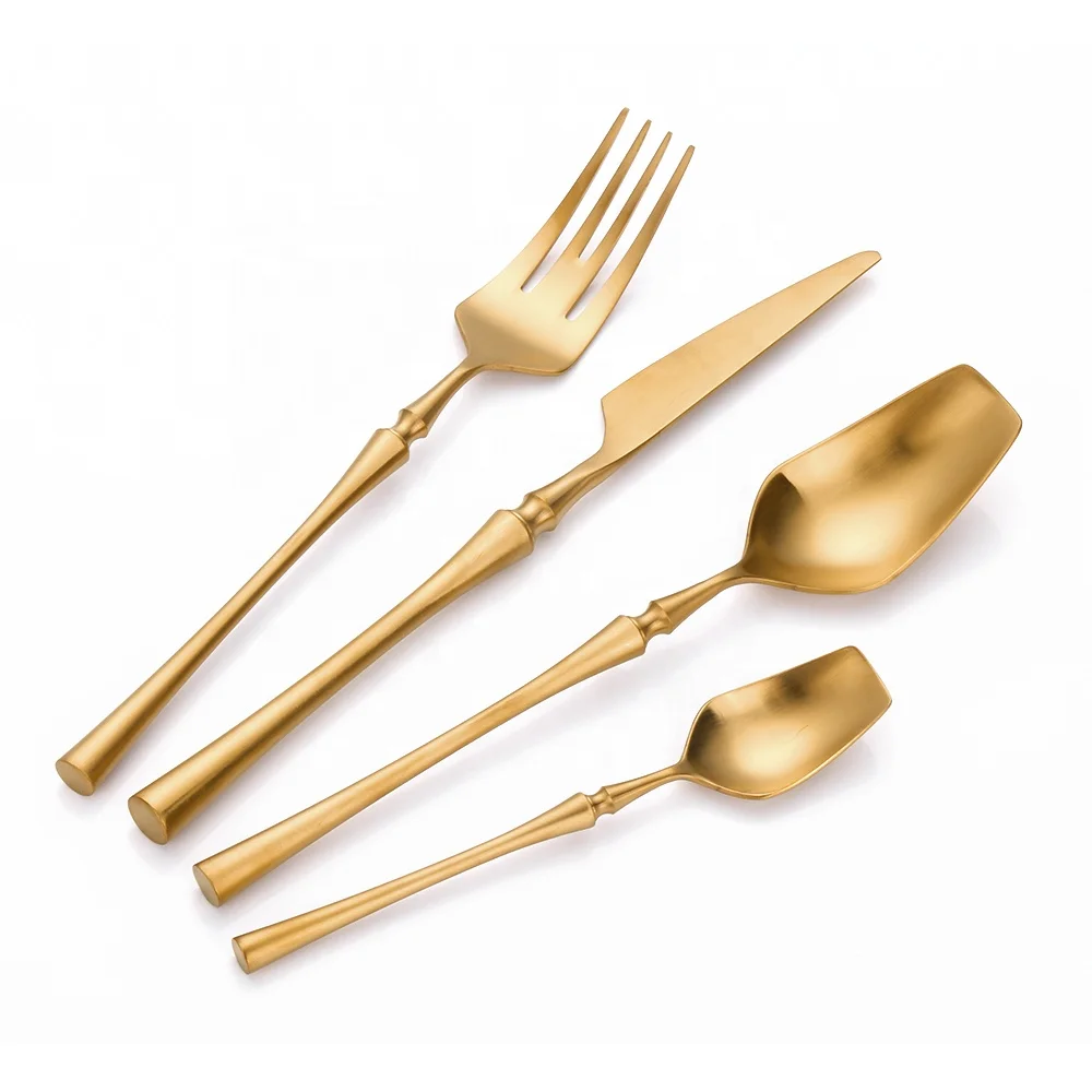 

slim waist style pvd coating flatware stainless steel matte gold cutlery set, Gold;rose gold