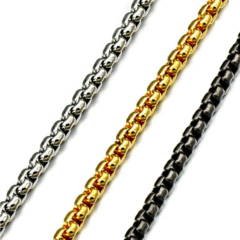 

Manufacturer Wholesale Customization Silver Black Gold 316l 304 Titanium Steel Necklace Mens Stainless Steel Chain Necklace, Picture shows