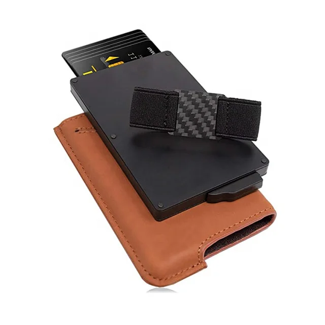 

RFID Blocking Carbon Fiber Smart Wallets Leather Money Clip Pocket Card Holder
