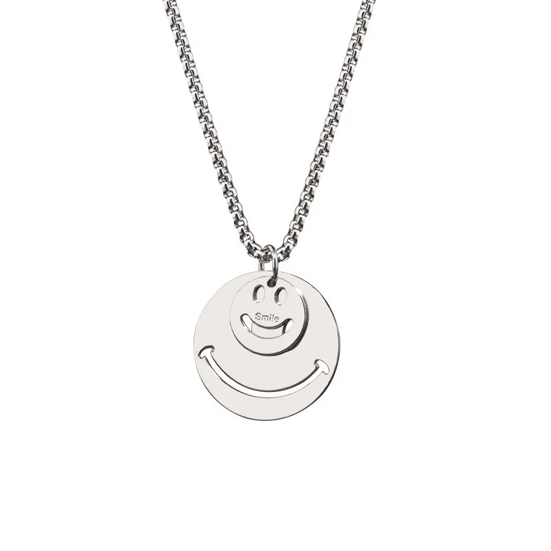 

Smile Pendant Chain Necklace Korean style, Silver color