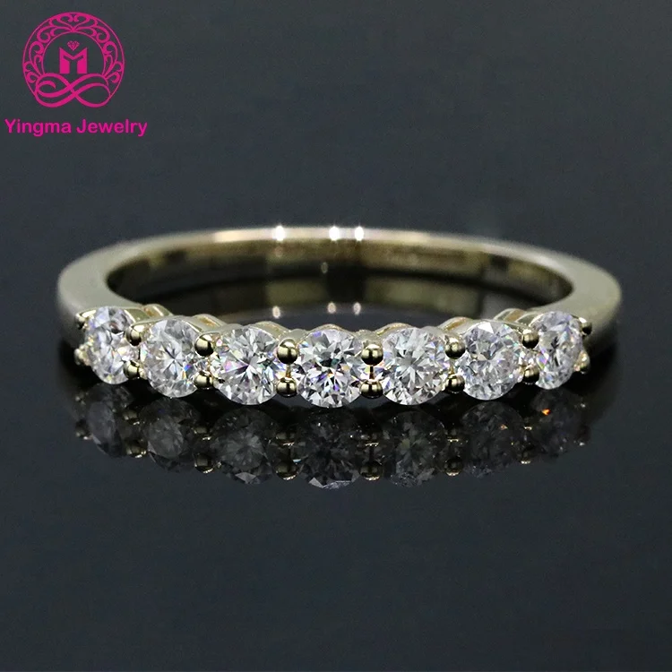 

Custom pure 18K 14K 10K 9K real yellow gold engagement band ring round brillant cut D VVS1 moissanite wedding ring for women