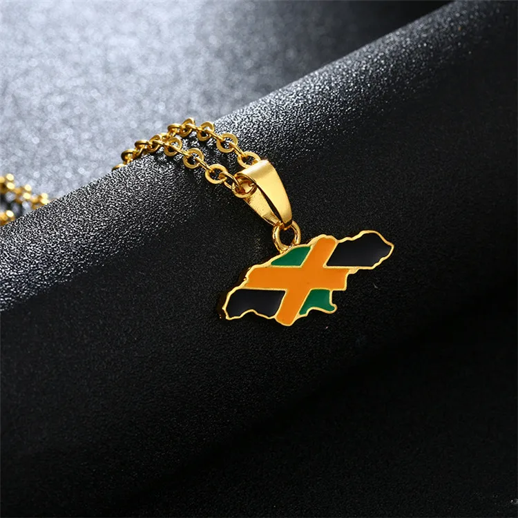 

Fashion Stainless Steel Oil Drop Jamaica Necklace Country Map Jamaica Necklace Map Pendant, Picture