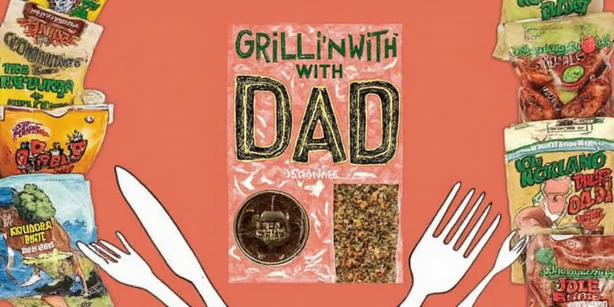 Father and son grilling together